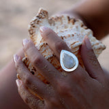 Moonstone Ring ~ Sterling Silver 925 ~ Handmade ~ Gemstone ~ Big ~ Hippie ~ Gypsy ~ Boho ~ Bohemian ~ Tear Drop ~ Stunning~MR108B