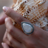 Moonstone Ring ~ Sterling Silver 925 ~ Handmade ~ Gemstone ~ Big ~ Hippie ~ Gypsy ~ Boho ~ Bohemian ~ Tear Drop ~ Stunning~MR108B