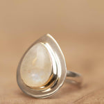 Moonstone Ring ~ Sterling Silver 925 ~ Handmade ~ Gemstone ~ Big ~ Hippie ~ Gypsy ~ Boho ~ Bohemian ~ Tear Drop ~ Stunning~MR108C