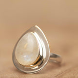 Moonstone Ring ~ Sterling Silver 925 ~ Handmade ~ Gemstone ~ Big ~ Hippie ~ Gypsy ~ Boho ~ Bohemian ~ Tear Drop ~ Stunning~MR108C