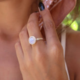Moonstone Round Ring ~ Sterling Silver 925 ~ Handmade ~ Gemstone ~ Statement ~ Everyday ~ Solitaire ~ Hippie ~Bohemian~June Birthston~ MR129