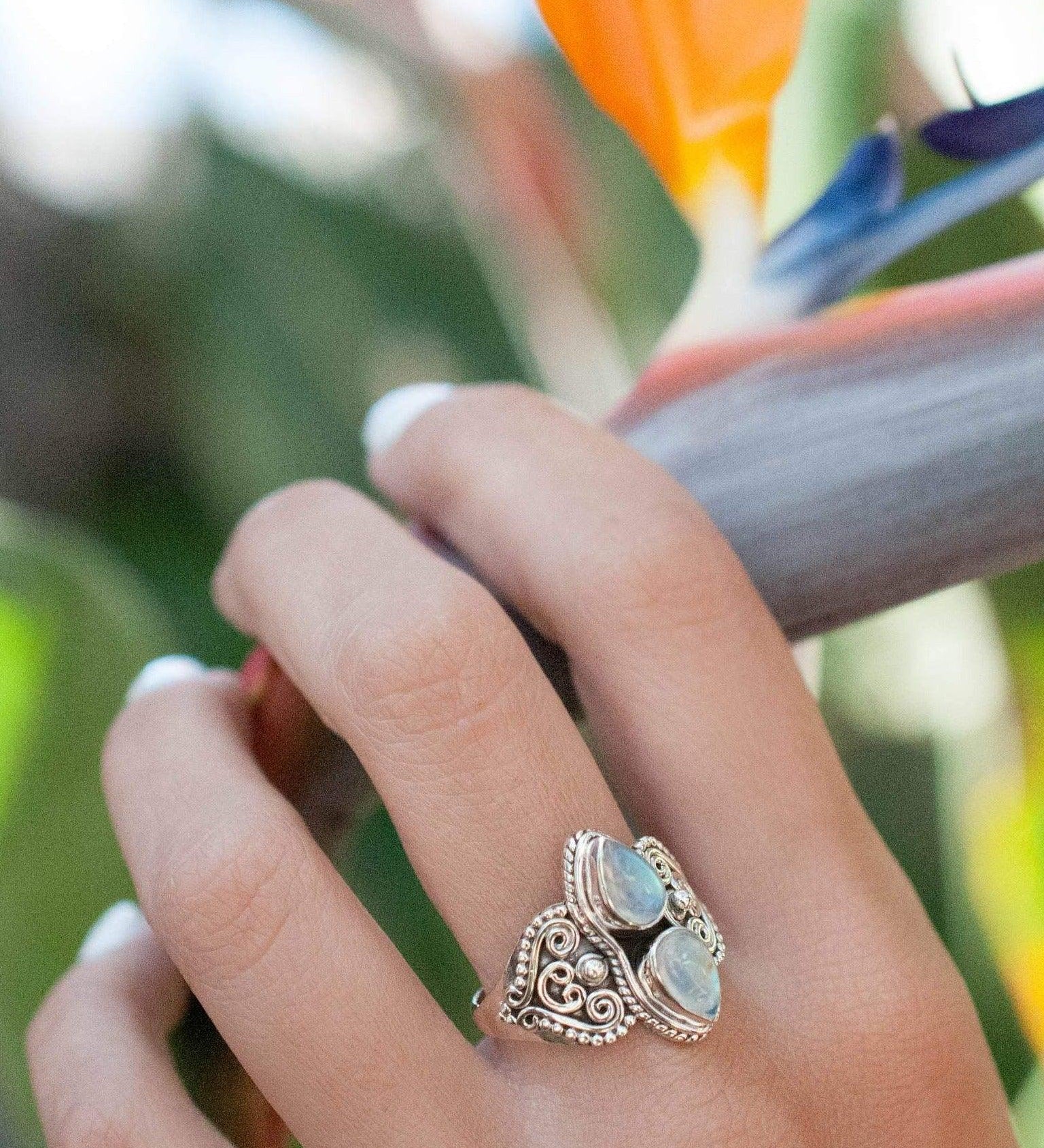 Moonstone Ring  ~ Sterling Silver 925 ~MR142 - Maresia Jewelry