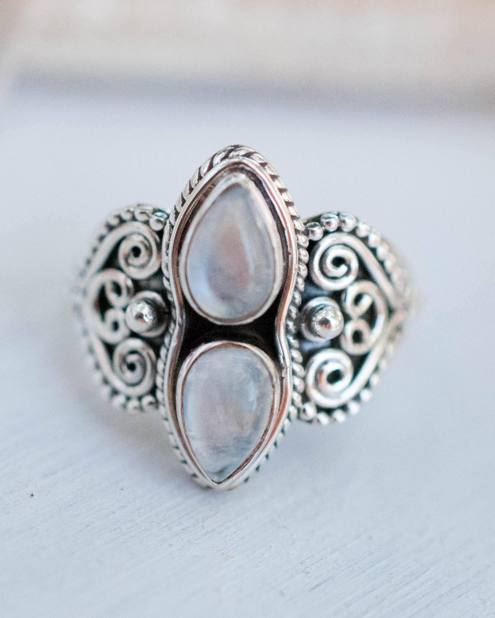 Moonstone Ring  ~ Sterling Silver 925 ~MR142 - Maresia Jewelry