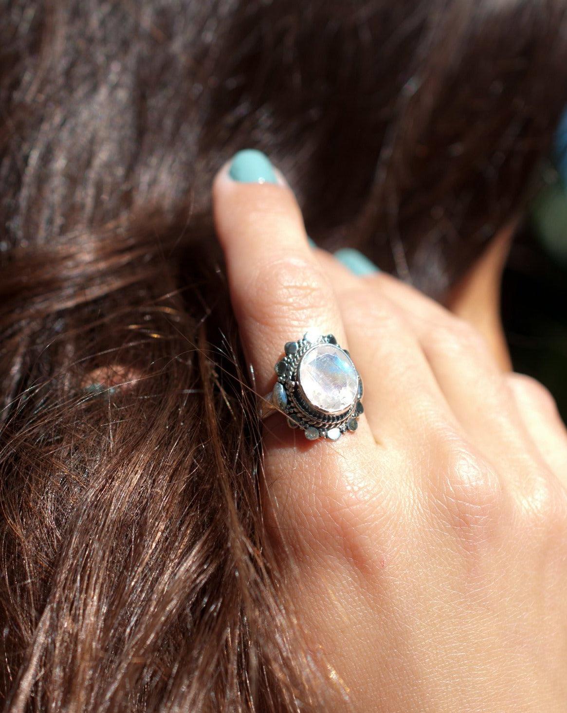 Moonstone Ring ~ Sterling Silver 925 ~ MR175 - Maresia Jewelry