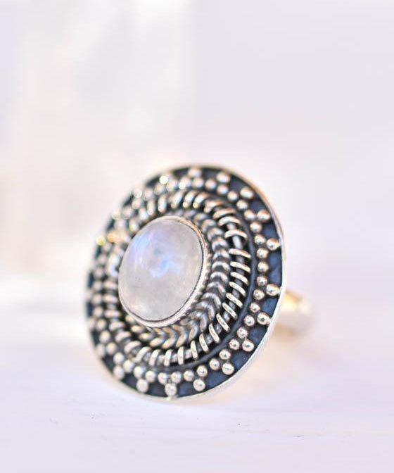 Moonstone Ring ~Sterling Silver 925 ~ MR220 - Maresia Jewelry