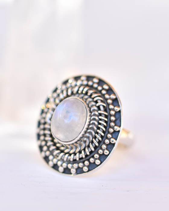 Moonstone Ring ~Sterling Silver 925 ~ MR220 - Maresia Jewelry