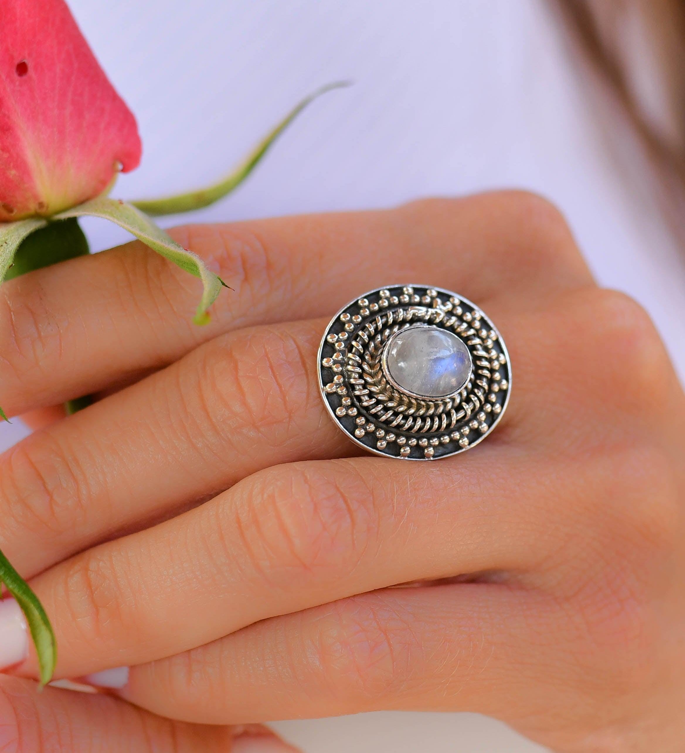 Moonstone Ring ~Sterling Silver 925 ~ MR220 - Maresia Jewelry