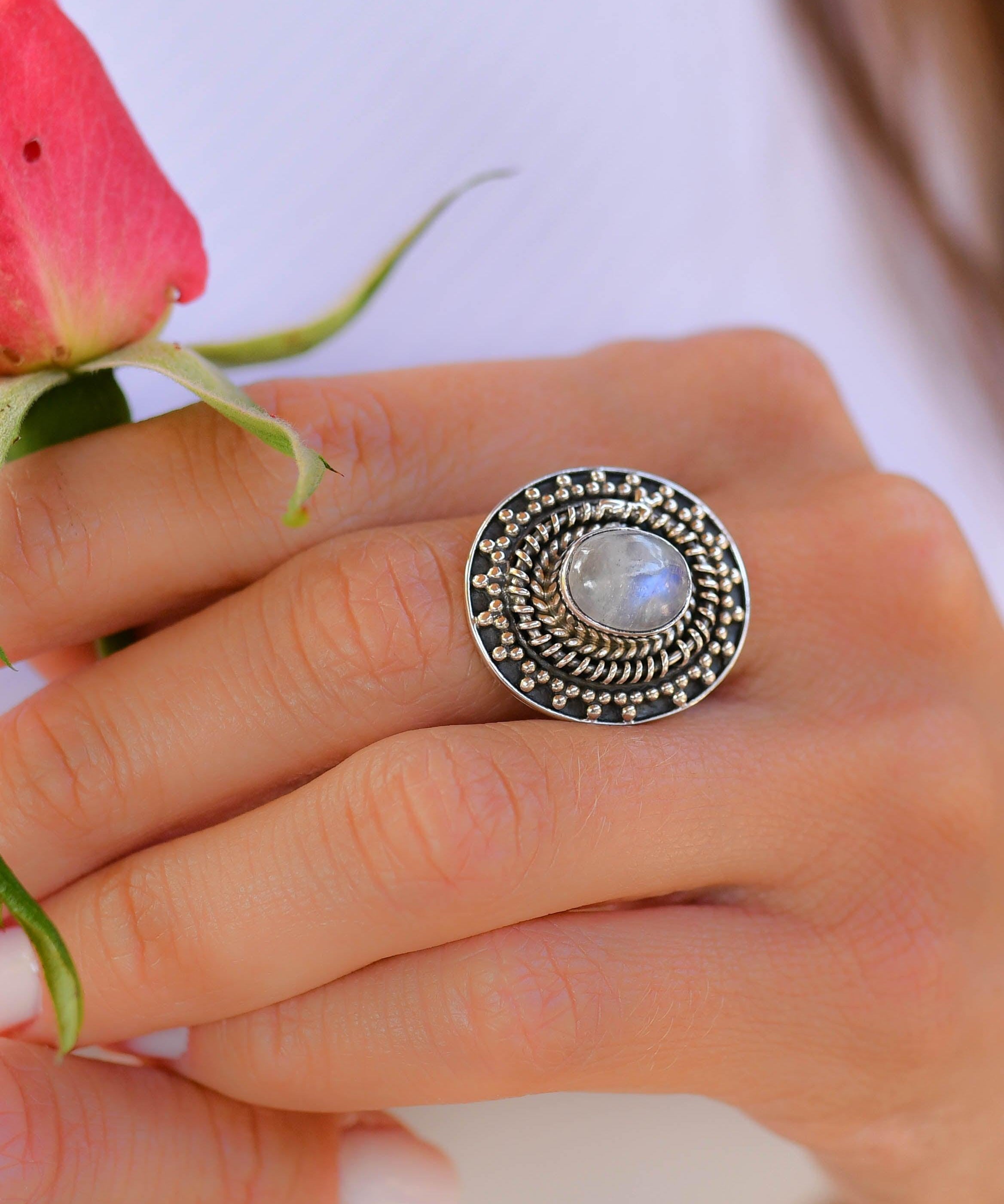 Moonstone Ring ~Sterling Silver 925 ~ MR220 - Maresia Jewelry