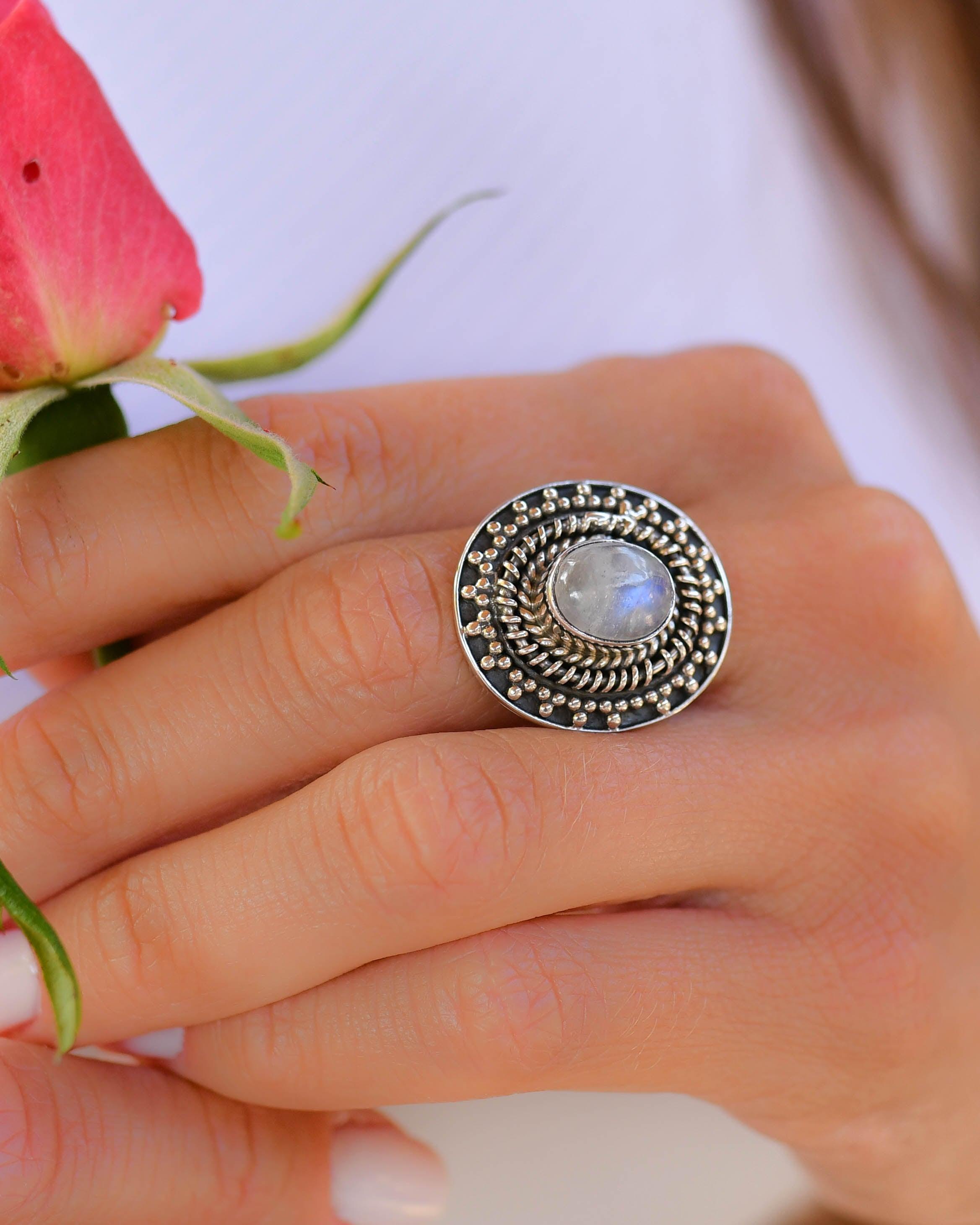Moonstone Ring ~Sterling Silver 925 ~ MR220 - Maresia Jewelry