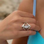 Moonstone Ring~ Sterling Silver 925 ~ Handmade ~ Gemstone ~Statement Tear Drop stone ~ Hippie ~Bohemian~June Birthstone~c