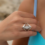 Moonstone Ring~ Sterling Silver 925 ~ Handmade ~ Gemstone ~Statement Tear Drop stone ~ Hippie ~Bohemian~June Birthstone~c