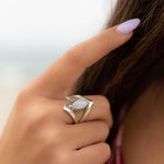 Moonstone Ring~ Sterling Silver 925 ~ Handmade ~ Gemstone ~Statement Tear Drop stone ~ Hippie ~Bohemian~June Birthstone~c