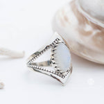 Moonstone Ring~ Sterling Silver 925 ~ Handmade ~ Gemstone ~Statement Tear Drop stone ~ Hippie ~Bohemian~June Birthstone~c