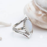 Moonstone Ring~ Sterling Silver 925 ~ Handmade ~ Gemstone ~Statement Tear Drop stone ~ Hippie ~Bohemian~June Birthstone~c