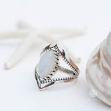 Moonstone Ring~ Sterling Silver 925 ~ Handmade ~ Gemstone ~Statement Tear Drop stone ~ Hippie ~Bohemian~June Birthstone~c