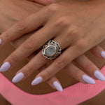 Moonstone Ring ~ June Birthstone ~ Sterling Silver 925 ~ Gemstone ~ Jewelry ~ Statement ~ Boho ~ Handmade ~ Bohemian ~Hippie ~Detailed MR268