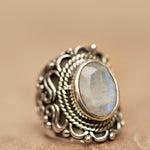 Moonstone Ring ~ June Birthstone ~ Sterling Silver 925 ~ Gemstone ~ Jewelry ~ Statement ~ Boho ~ Handmade ~ Bohemian ~Hippie ~Detailed MR268