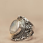 Moonstone Ring ~ June Birthstone ~ Sterling Silver 925 ~ Gemstone ~ Jewelry ~ Statement ~ Boho ~ Handmade ~ Bohemian ~Hippie ~Detailed MR268