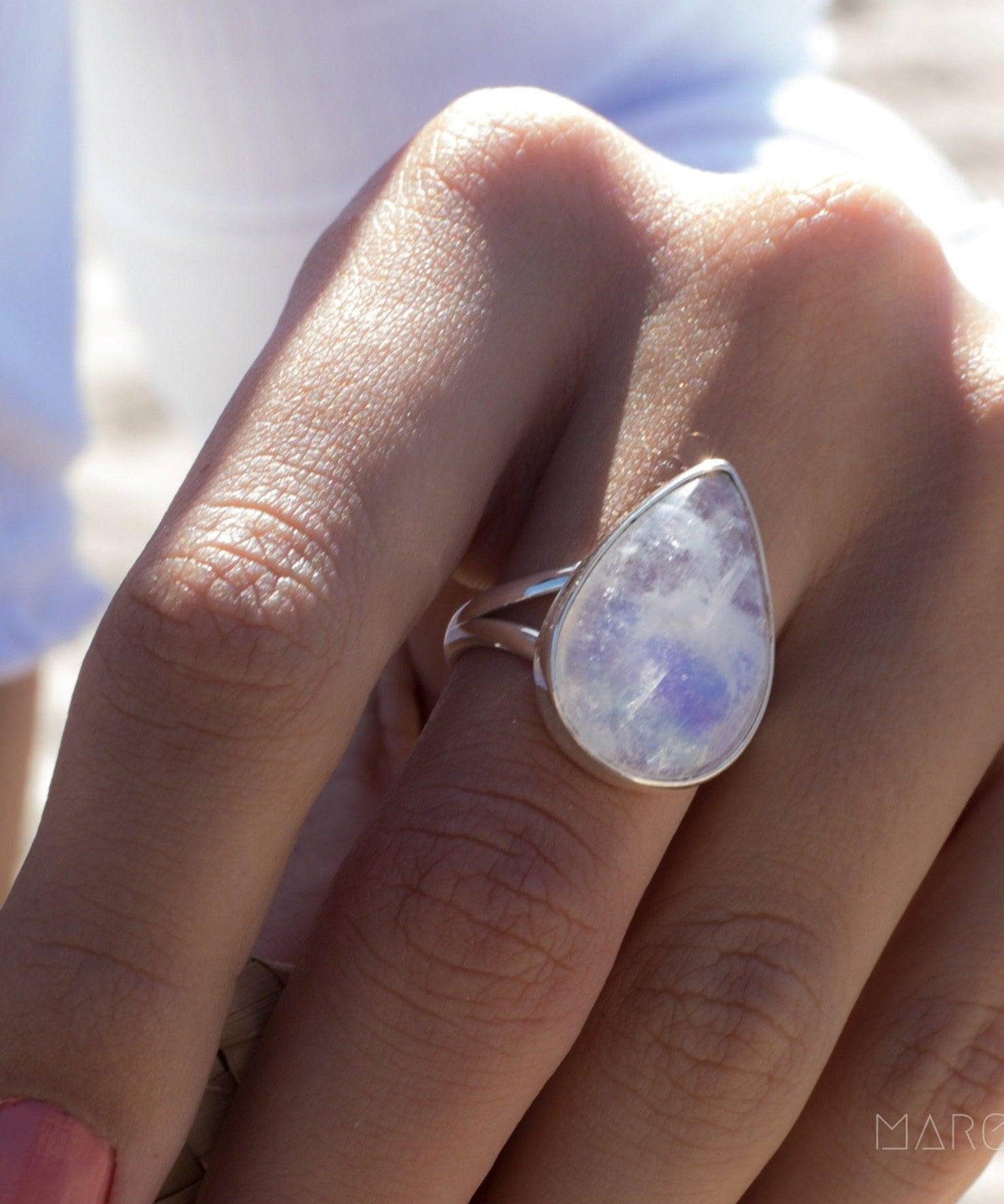Moonstone Ring ~ Sterling Silver 925 ~MR071 - Maresia Jewelry