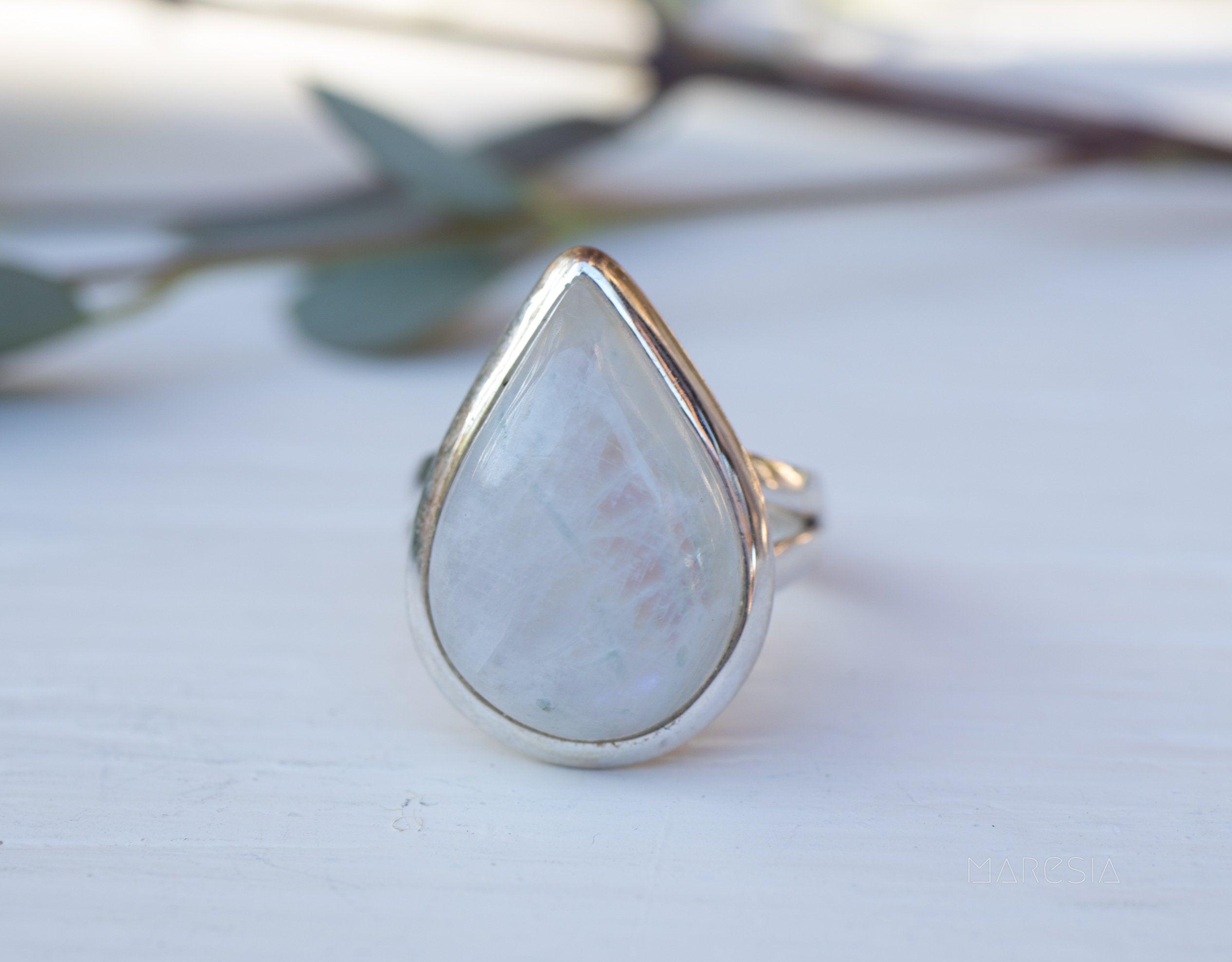 Moonstone Ring ~ Sterling Silver 925 ~MR071 - Maresia Jewelry