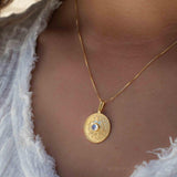 Moonstone Round Pendant ~ Gold Plated over Sterling Silver ~ Necklace ~ minimalist ~ Delicate ~ Everyday Jewelry ~MN145