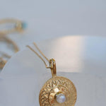 Moonstone Round Pendant ~ Gold Plated over Sterling Silver ~ Necklace ~ minimalist ~ Delicate ~ Everyday Jewelry ~MN145