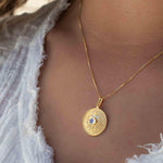 Moonstone Round Pendant ~ Gold Plated over Sterling Silver ~ Necklace ~ minimalist ~ Delicate ~ Everyday Jewelry ~MN145