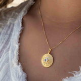 Moonstone Round Pendant ~ Gold Plated over Sterling Silver ~ Necklace ~ minimalist ~ Delicate ~ Everyday Jewelry ~MN145