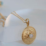 Moonstone Round Pendant ~ Gold Plated over Sterling Silver ~ Necklace ~ minimalist ~ Delicate ~ Everyday Jewelry ~MN145