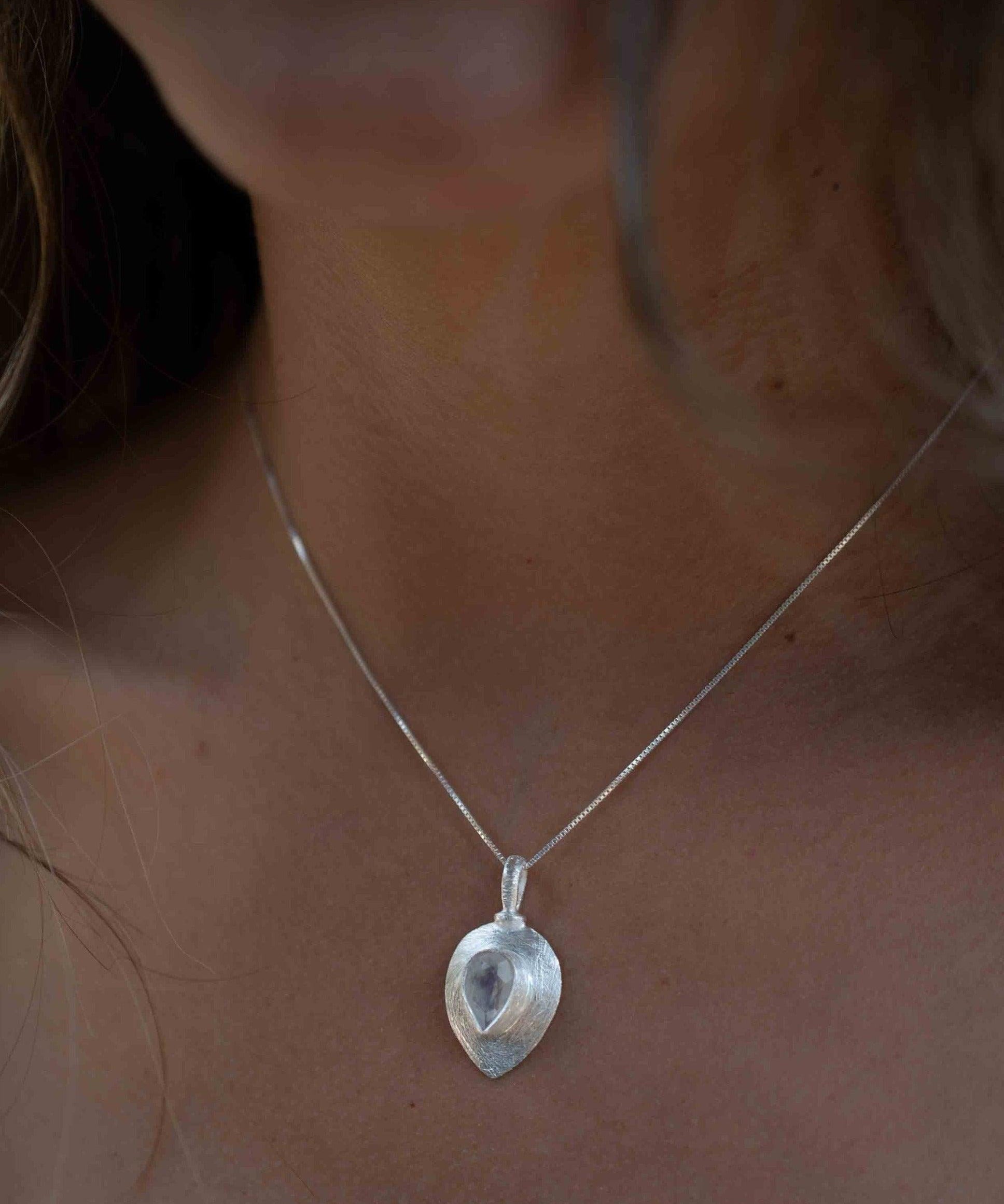 Labradorite, Aqua Chalcedony, Rose Quartz, Moonstone ~ Tear Drop ~ Sterling Silver ~ Charm ~ Layered ~ minimalist ~ delicate MP013