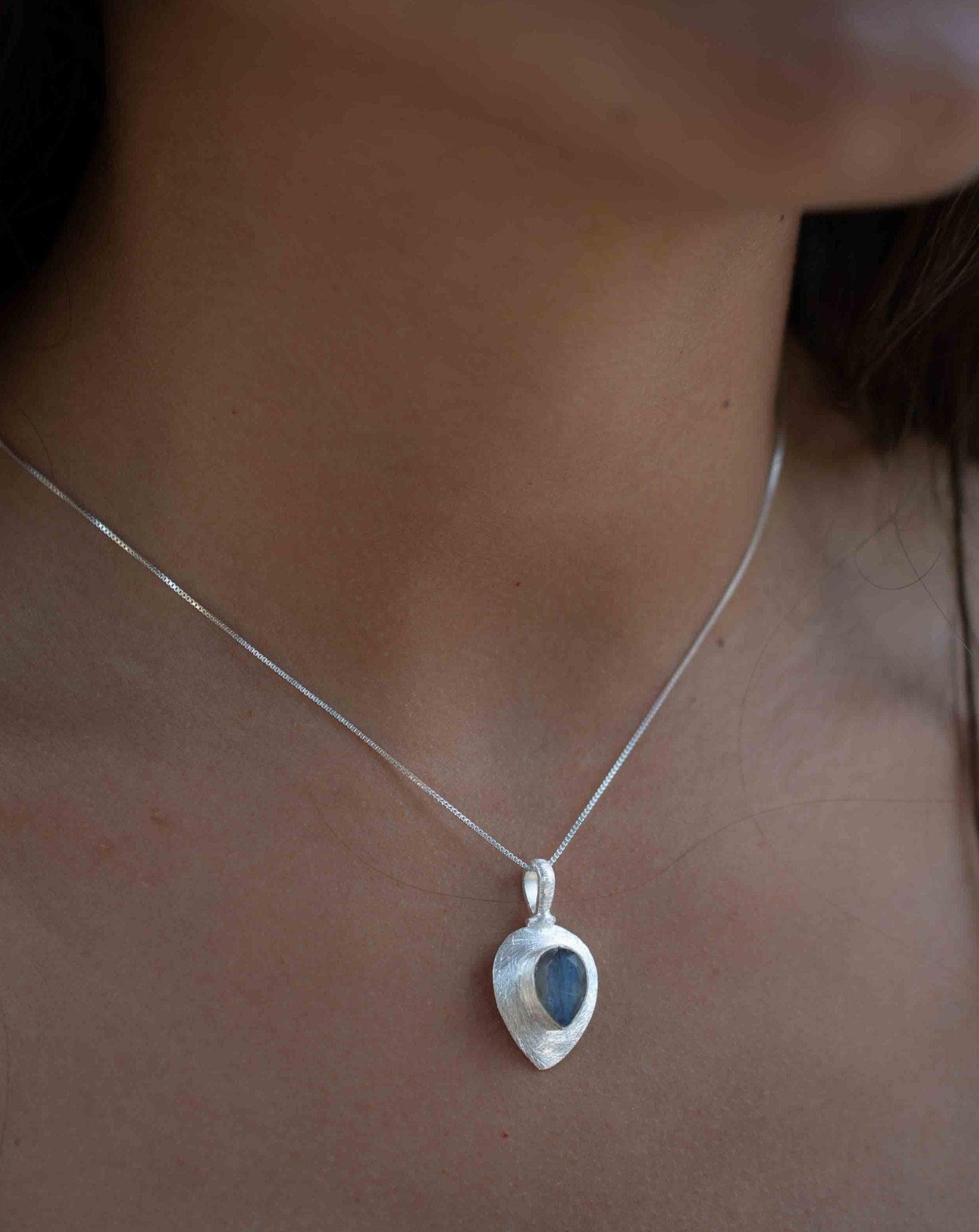 Labradorite, Aqua Chalcedony, Rose Quartz, Moonstone ~ Tear Drop ~ Sterling Silver ~ Charm ~ Layered ~ minimalist ~ delicate MP013