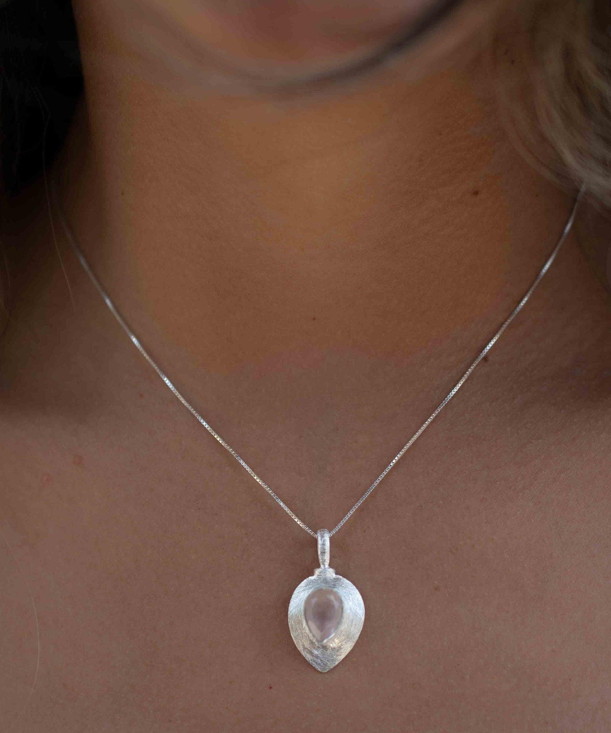 Labradorite, Aqua Chalcedony, Rose Quartz, Moonstone ~ Tear Drop ~ Sterling Silver ~ Charm ~ Layered ~ minimalist ~ delicate MP013