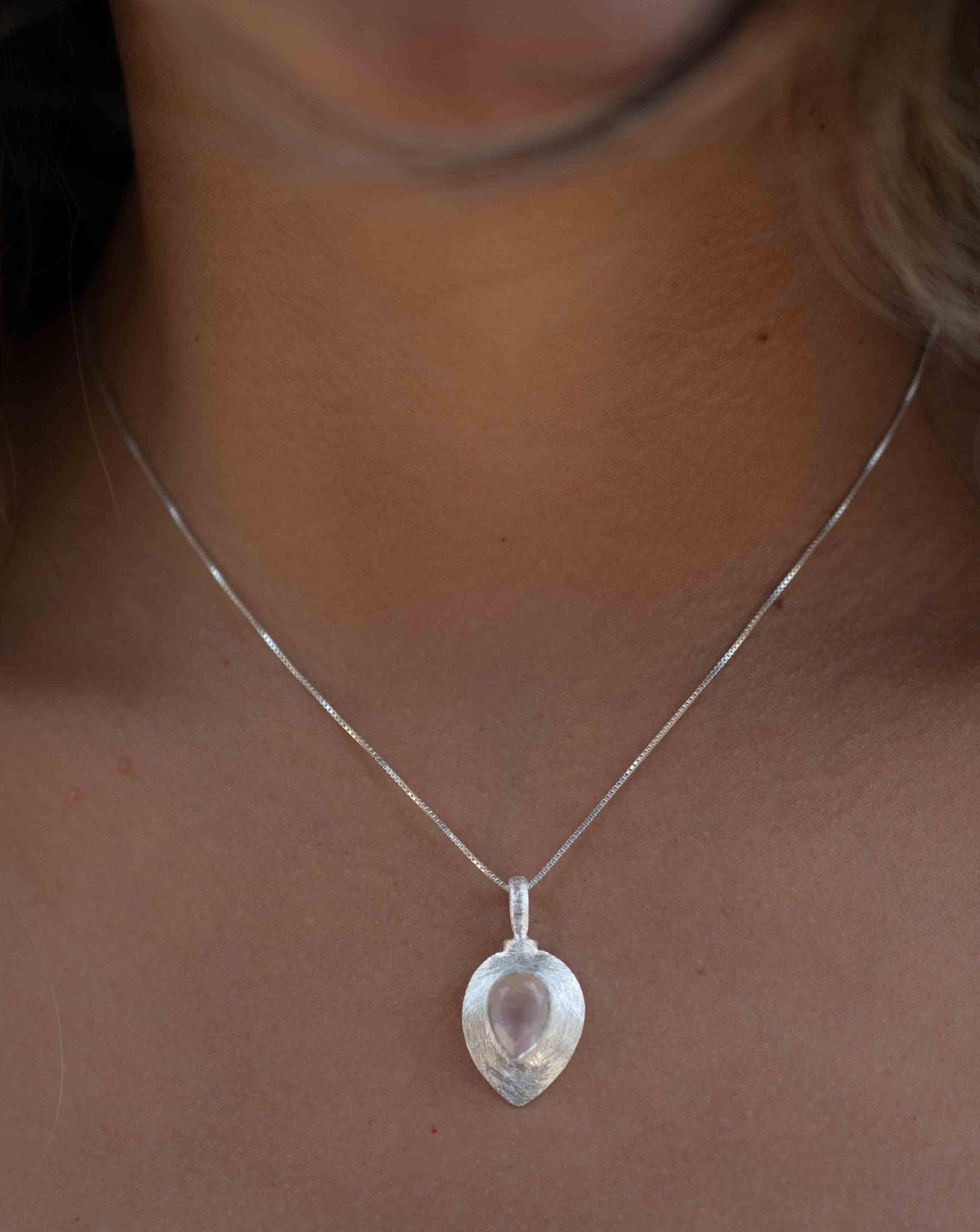 Labradorite, Aqua Chalcedony, Rose Quartz, Moonstone ~ Tear Drop ~ Sterling Silver ~ Charm ~ Layered ~ minimalist ~ delicate MP013
