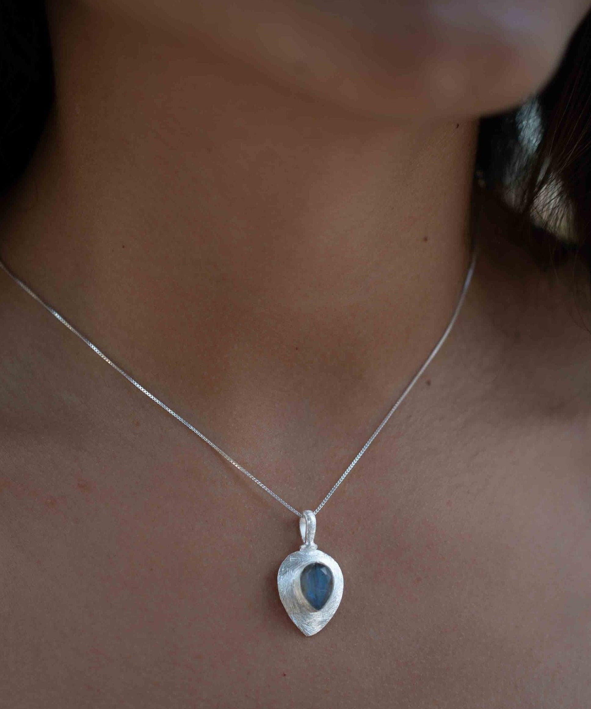 Labradorite, Aqua Chalcedony, Rose Quartz, Moonstone ~ Tear Drop ~ Sterling Silver ~ Charm ~ Layered ~ minimalist ~ delicate MP013