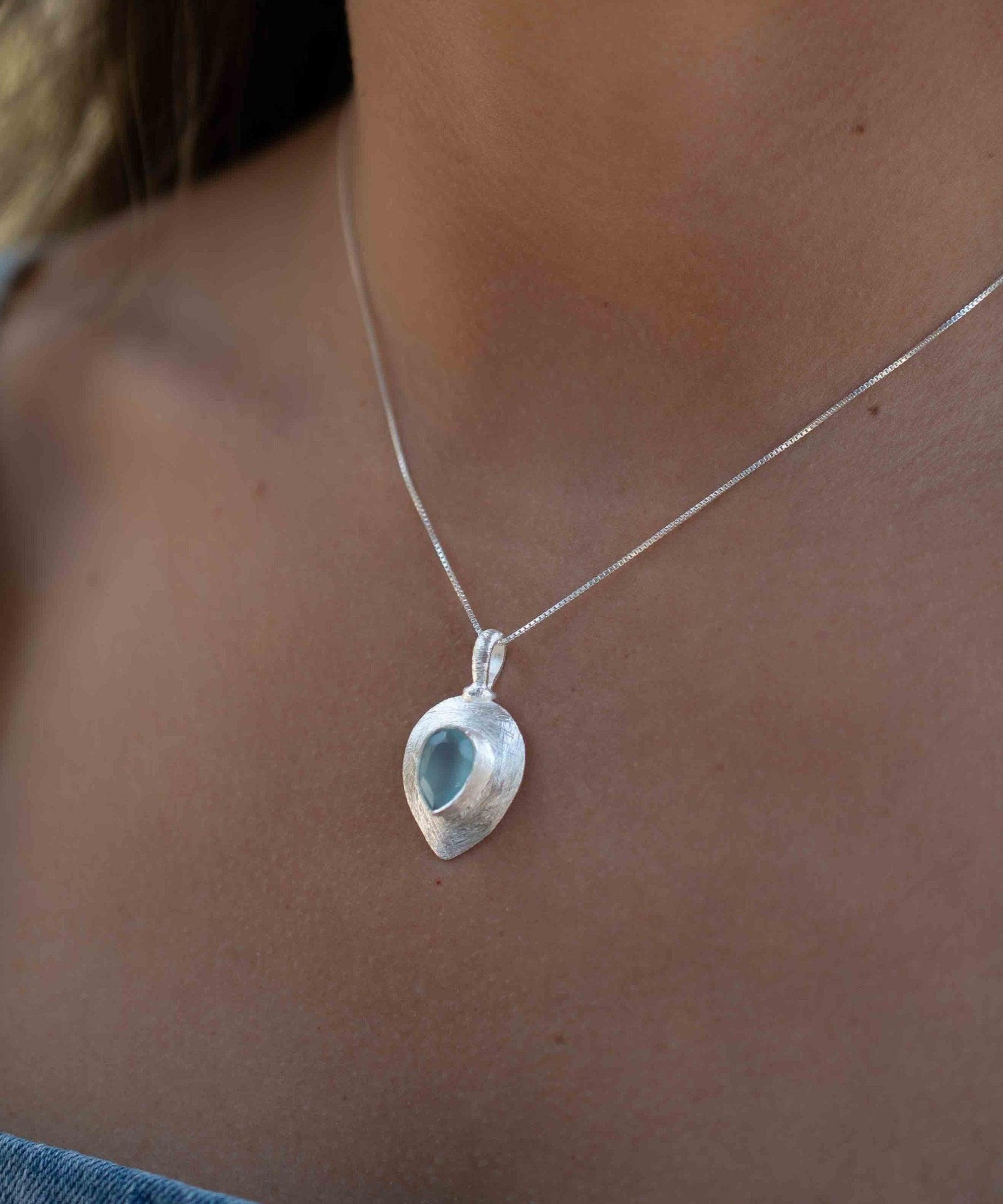Labradorite, Aqua Chalcedony, Rose Quartz, Moonstone ~ Tear Drop ~ Sterling Silver ~ Charm ~ Layered ~ minimalist ~ delicate MP013