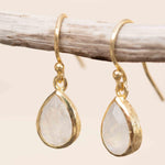 Moonstone Tear Drop  Earrings ~ Gold Plated ~Dangle ~ Jewelry  ~ Natural ~ Organic ~ Everyday~ Delicate~ minimalist Boho ~ Hippie ~ ME188