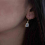 Moonstone Tear Drop  Earrings ~ Gold Plated ~Dangle ~ Jewelry  ~ Natural ~ Organic ~ Everyday~ Delicate~ minimalist Boho ~ Hippie ~ ME188
