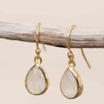 Moonstone Tear Drop  Earrings ~ Gold Plated ~Dangle ~ Jewelry  ~ Natural ~ Organic ~ Everyday~ Delicate~ minimalist Boho ~ Hippie ~ ME188