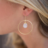 Moonstone Threader Earrings ~ 18k Gold Plated Earrings ~ Circle~  Geometric ~Dangle Earrings ~ Handmade ~ Jewelry ~ Gift for her ~ ME104 - Maresia Jewelry