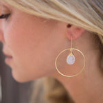 Moonstone Threader Earrings ~ 18k Gold Plated Earrings ~ Circle~  Geometric ~Dangle Earrings ~ Handmade ~ Jewelry ~ Gift for her ~ ME104 - Maresia Jewelry