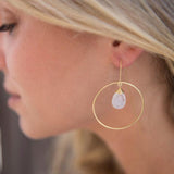 Moonstone Threader Earrings ~ 18k Gold Plated Earrings ~ Circle~  Geometric ~Dangle Earrings ~ Handmade ~ Jewelry ~ Gift for her ~ ME104 - Maresia Jewelry