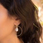 Moonstone Threader Earrings ~ 18k Gold Plated Earrings ~ Circle~  Geometric ~Dangle Earrings ~ Handmade ~ Jewelry ~ Gift for her ~ ME104 - Maresia Jewelry