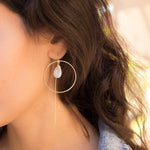 Moonstone Threader Earrings ~ 18k Gold Plated Earrings ~ Circle~  Geometric ~Dangle Earrings ~ Handmade ~ Jewelry ~ Gift for her ~ ME104 - Maresia Jewelry