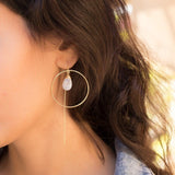 Moonstone Threader Earrings ~ 18k Gold Plated Earrings ~ Circle~  Geometric ~Dangle Earrings ~ Handmade ~ Jewelry ~ Gift for her ~ ME104 - Maresia Jewelry