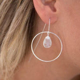 Moonstone Threader Earrings ~ Silver Plated~ME101 - Maresia Jewelry