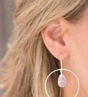 Moonstone Threader Earrings ~ Silver Plated~ME101 - Maresia Jewelry