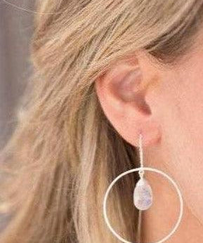 Moonstone Threader Earrings ~ Silver Plated~ME101 - Maresia Jewelry