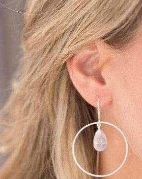 Moonstone Threader Earrings ~ Silver Plated~ME101 - Maresia Jewelry
