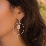 Moonstone Threader Earrings ~ Silver Plated~ME101 - Maresia Jewelry