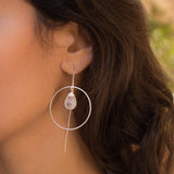 Moonstone Threader Earrings ~ Silver Plated~ME101 - Maresia Jewelry